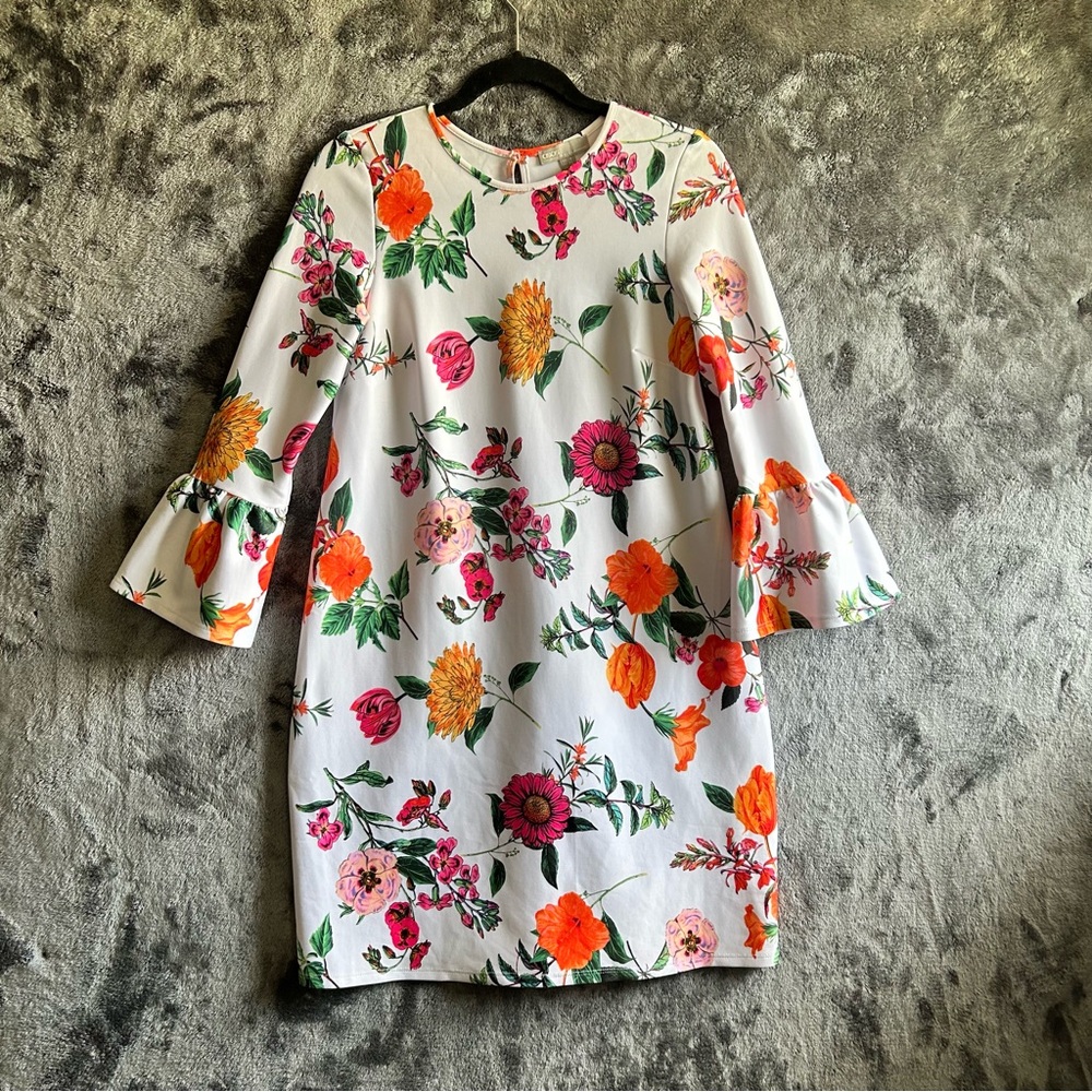 ASOS Womens Size 2 Floral Mini Dress Bell Sleeve Boho Cottagecore Flower‎